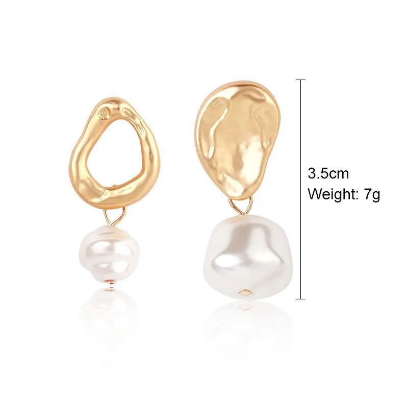 Fashion Oval Heart Shape Pearl Metal Rhinestones Earrings 1 Pair