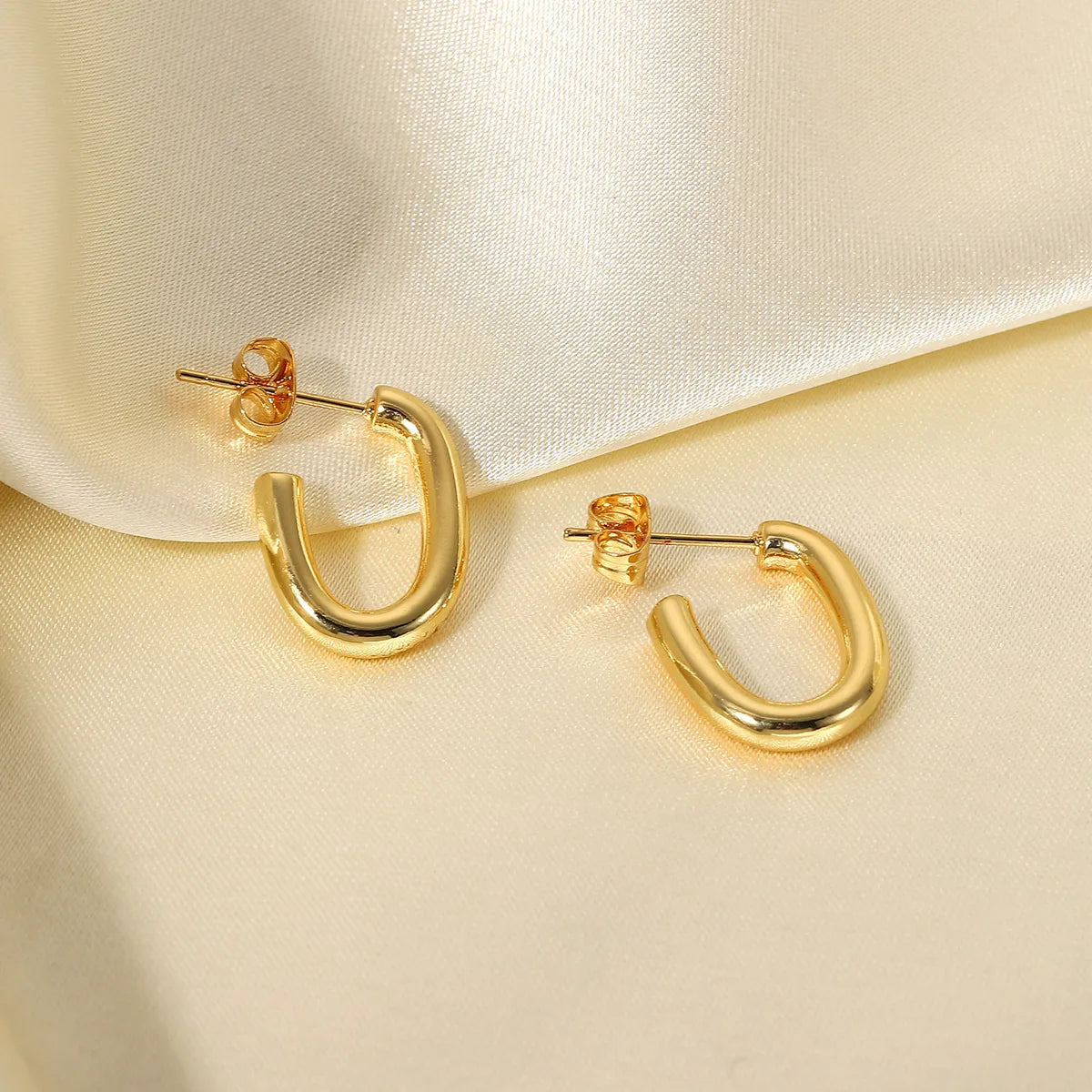 Fashion Oval Hoop Earrings Jewelry Stainless Steel C Shape Jewelry