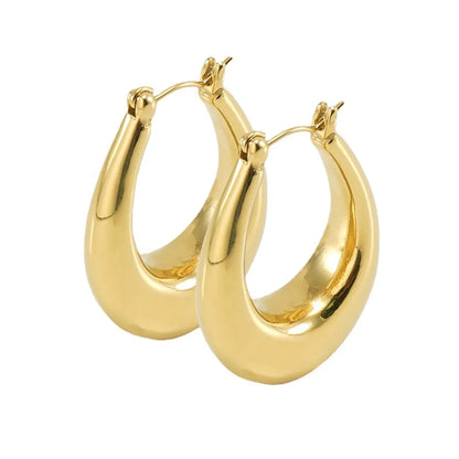 1 Pair Fashion Oval Plating Stainless Steel 18k Gold Plated Earrings