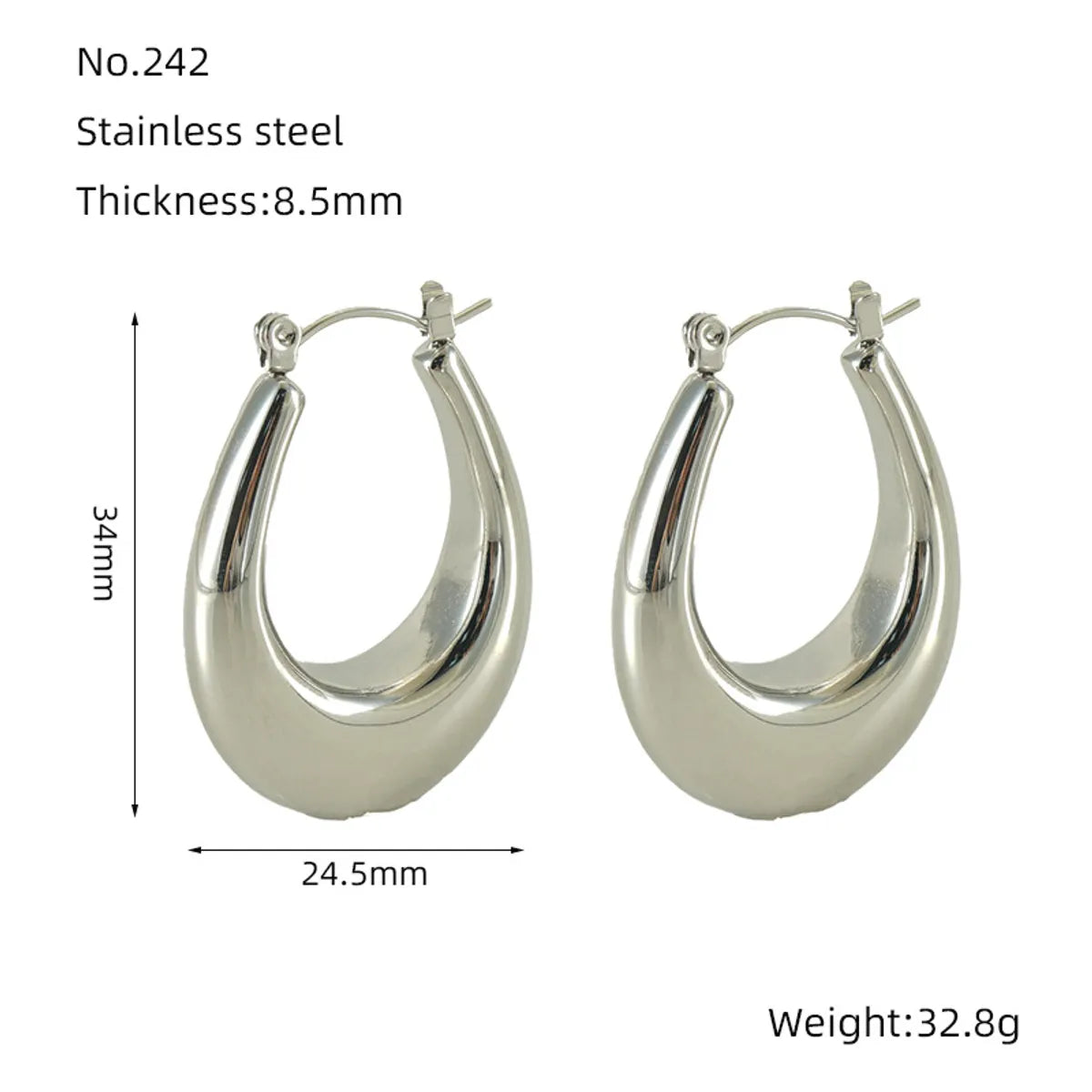 1 Pair Fashion Oval Plating Stainless Steel 18k Gold Plated Earrings