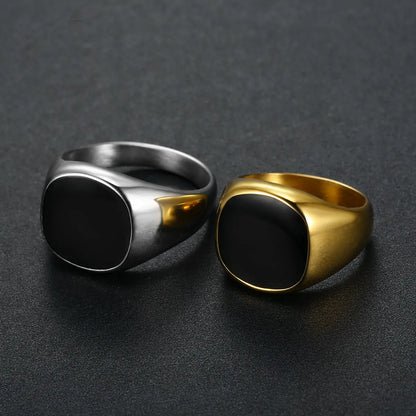 Fashion Oval Titanium Steel Epoxy Plating Unisex Rings