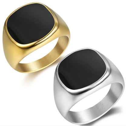 Fashion Oval Titanium Steel Epoxy Plating Unisex Rings