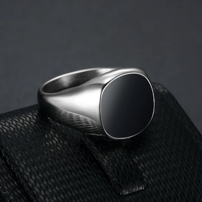 Fashion Oval Titanium Steel Epoxy Plating Unisex Rings