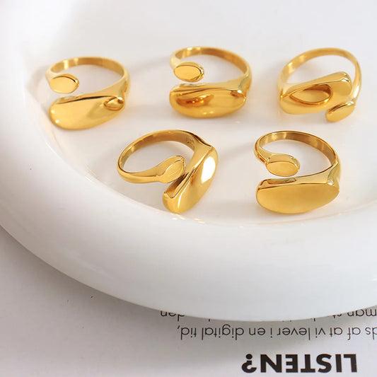 Fashion Oval Titanium Steel Plating Rings 1 Piece