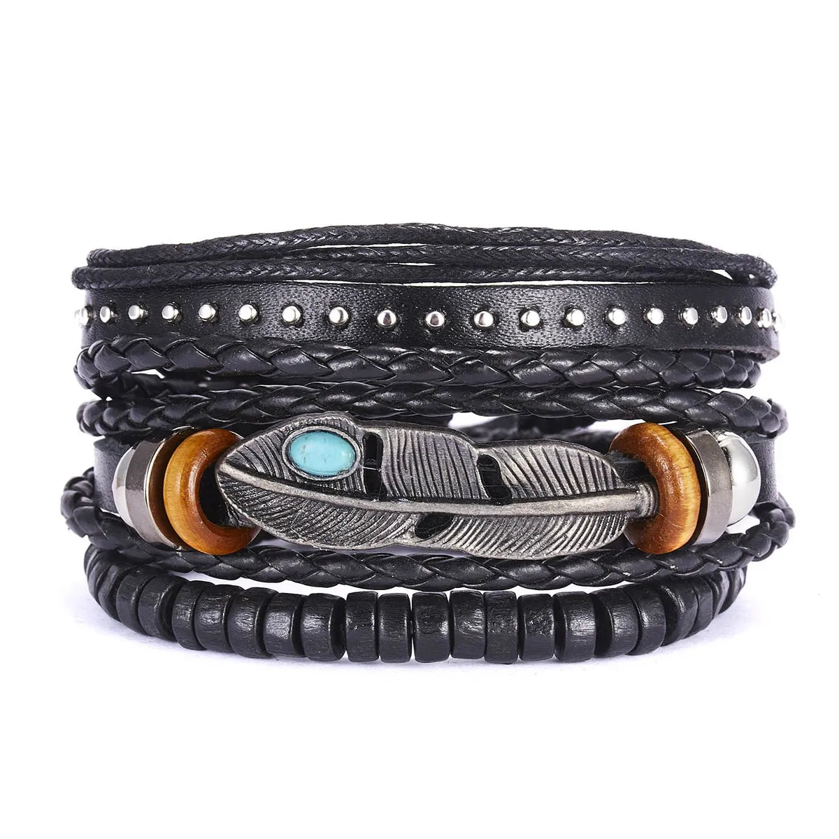 Fashion Owl Pu Leather Knitting Men'S Bracelets 1 Piece