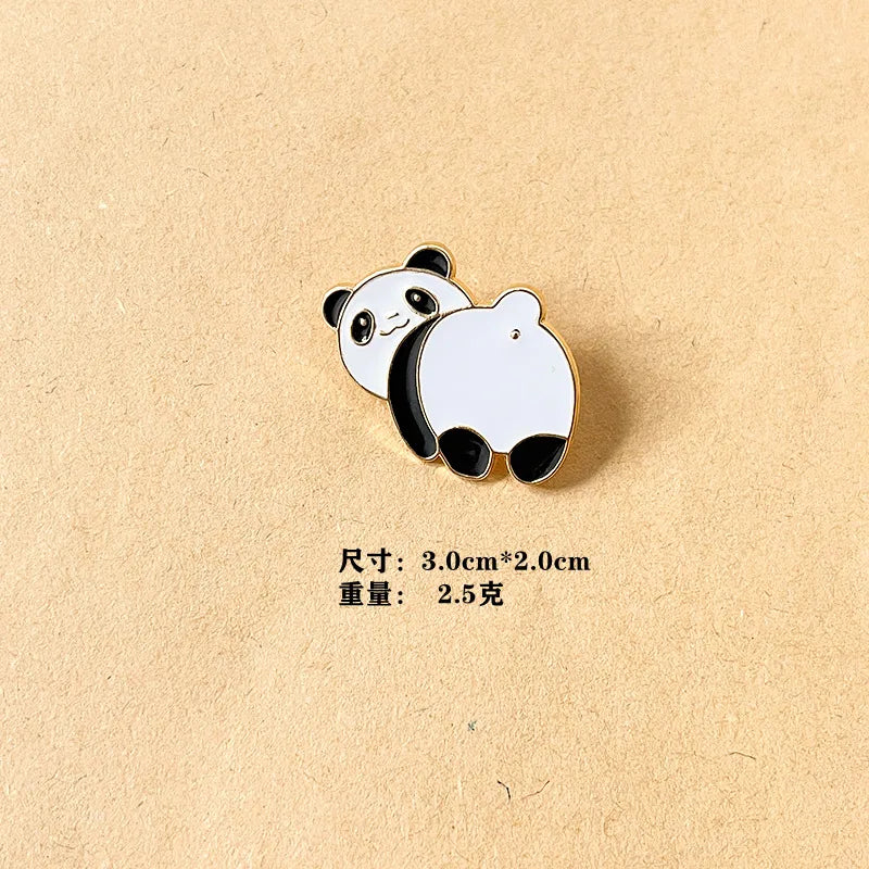 Fashion Panda Alloy Enamel Gold Plated Unisex Brooches