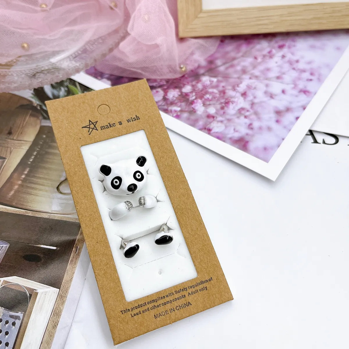 Fashion Panda Iron Copper Enamel Plating Women's Open Ring 1 Set