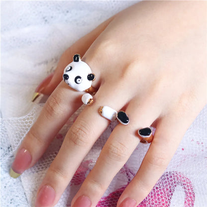 Fashion Panda Iron Copper Enamel Plating Women's Open Ring 1 Set