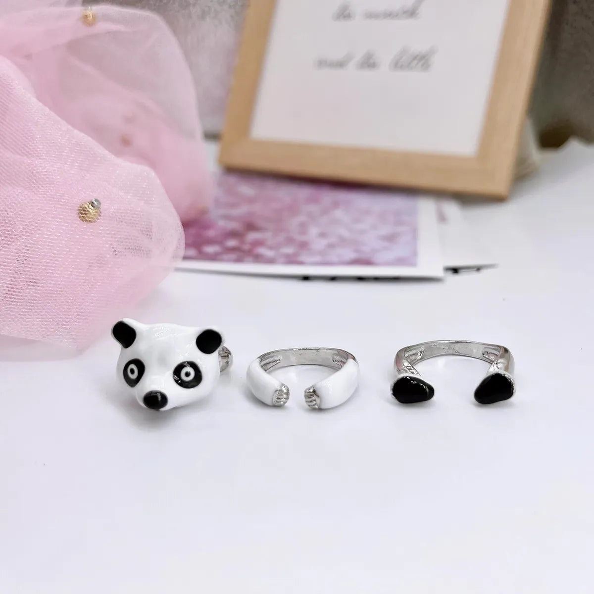 Fashion Panda Iron Copper Enamel Plating Women's Open Ring 1 Set