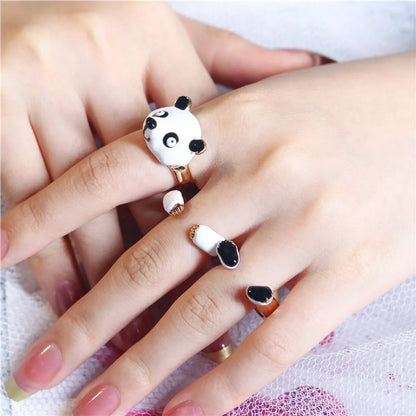 Fashion Panda Iron Copper Enamel Plating Women's Open Ring 1 Set