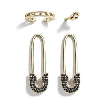 Fashion Paper Clip Alloy Plating Rhinestones Women's Earrings 1 Pair