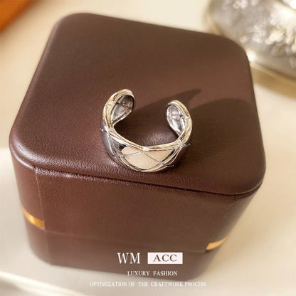 Fashion Paper Clip Copper Inlay Zircon Open Ring 1 Piece