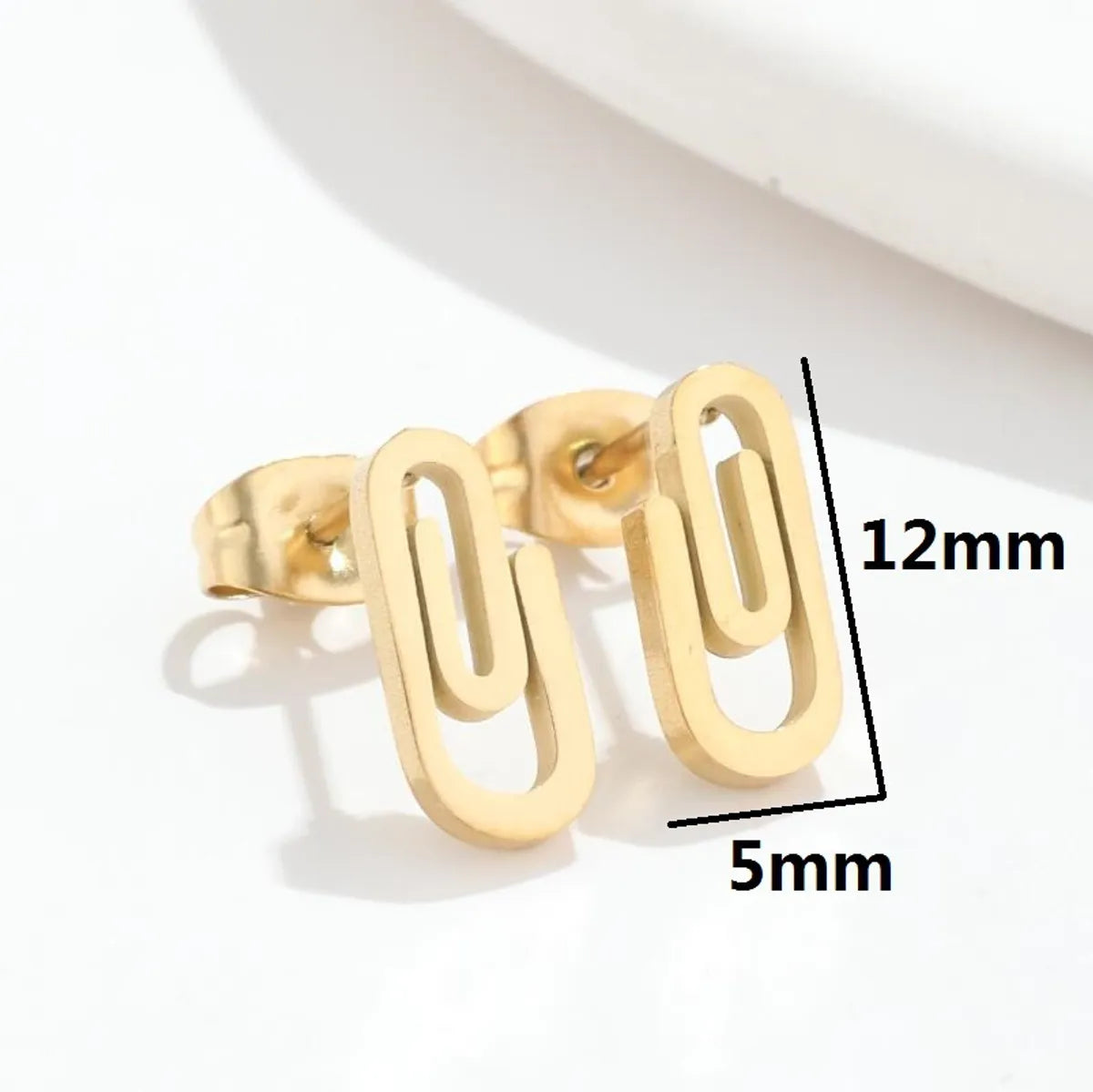 Fashion Paper Clip Stainless Steel Plating Hollow Out Ear Studs 1 Pair