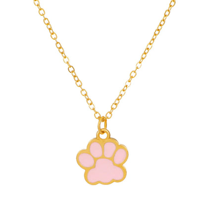 Fashion Paw Print Alloy Enamel Plating Unisex Pendant Necklace