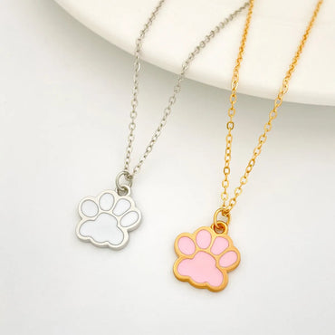 Fashion Paw Print Alloy Enamel Plating Unisex Pendant Necklace