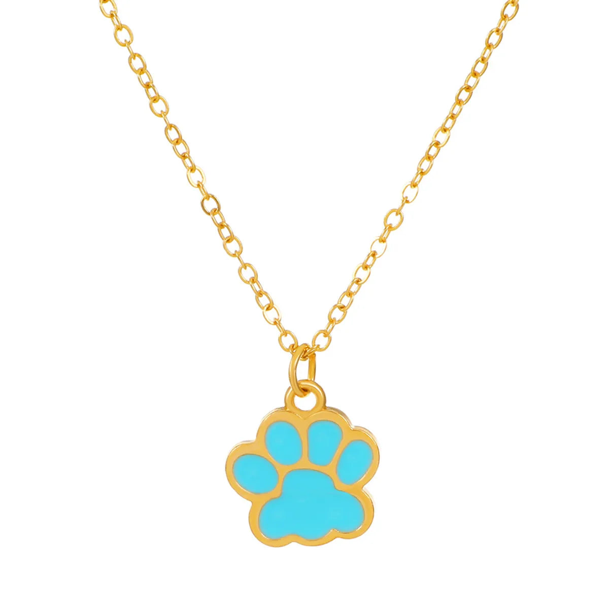 Fashion Paw Print Alloy Enamel Plating Unisex Pendant Necklace