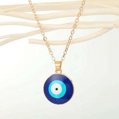 Fashion Peach Heart Round Devil's Eye Pendant Resin Necklace