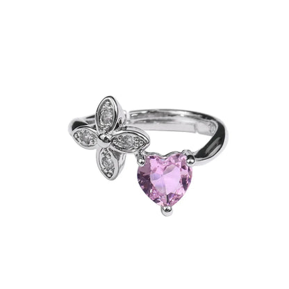 Fashion Pear Inlaid Zircon Opening Adjustable Flower Ring