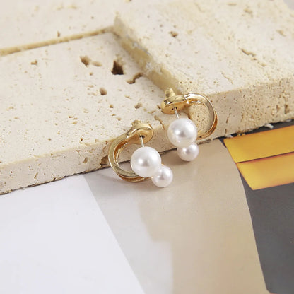 Fashion Pearl Earrings Retro Geometric Alloy Stud Earrings