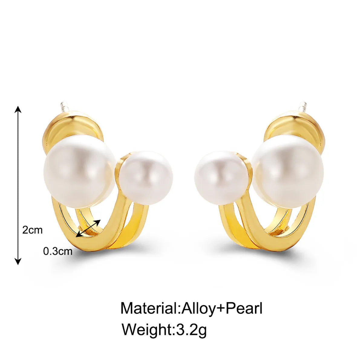 Fashion Pearl Earrings Retro Geometric Alloy Stud Earrings