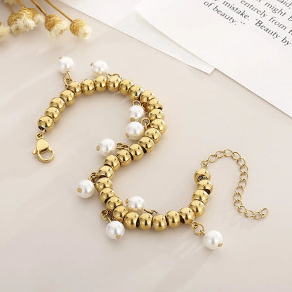 Fashion Pearl Stainless Steel Plating Bracelets 1 Piece