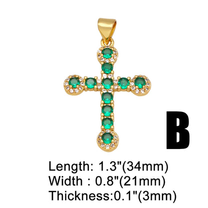 1 Piece Copper Zircon Pentagram Cross