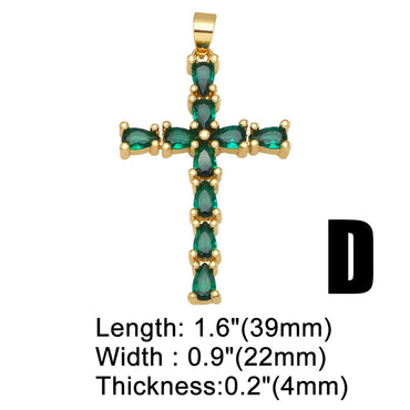 1 Piece Copper Zircon Pentagram Cross