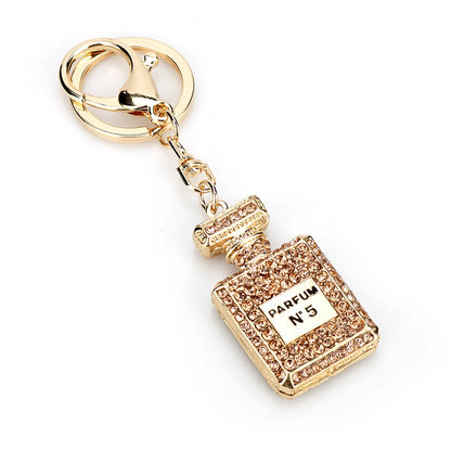 Fashion Perfume Bottle Alloy Inlay Rhinestones Women'S Bag Pendant Keychain 1 Piece