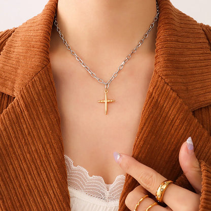 Fashion Personality Cross Pendant Titanium Steel Necklace