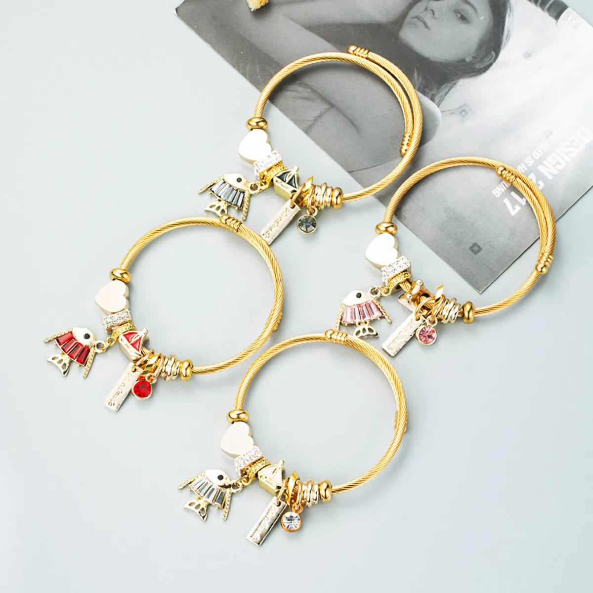 European And American Fashion Cool Cute Dora Multi-element Pendant Alloy Bracelet Female Diy Creative Bracelet Golden Accessories