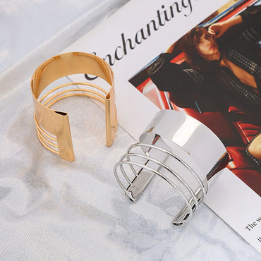 Fashion Personality Metal Bracelet Punk Street Shooting Open Bracelet Hollow Simple Jewelry