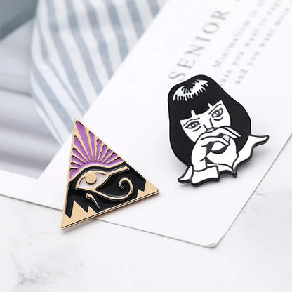 Fashion Personality New Chest Lonely Girl Brooch Egyptian Eye Wild Alloy Drop Oil Denim Shirt Badge Wholesale Nihaojewelry