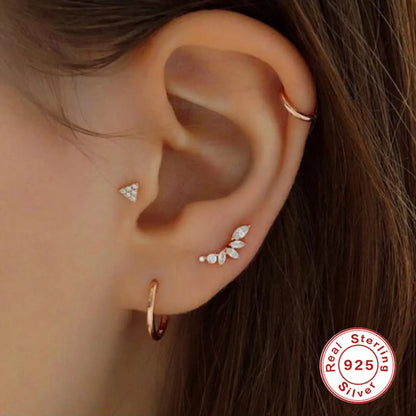 Fashion Petal Sterling Silver Plating Inlay Zircon Ear Studs 1 Piece