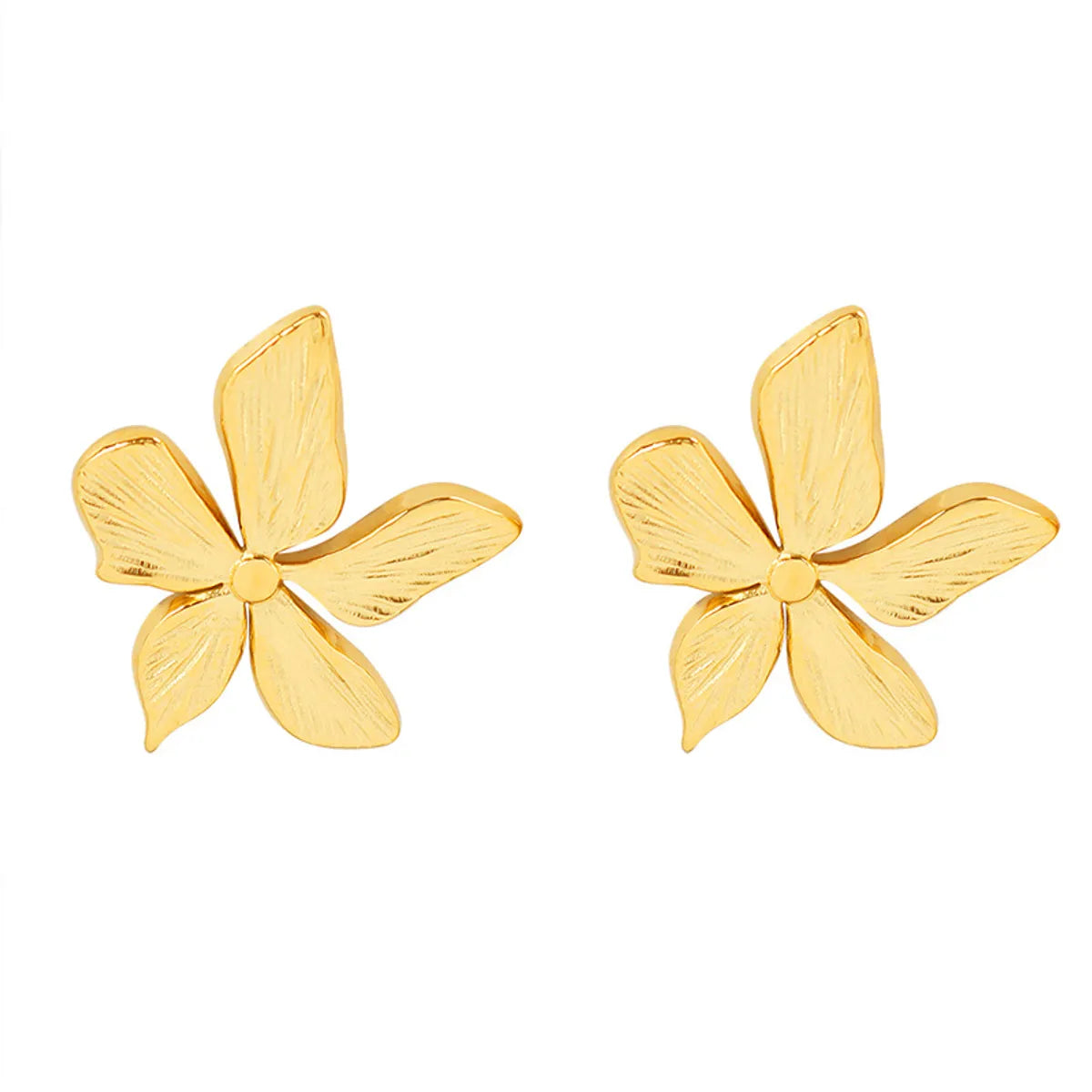 Fashion Petal Three-dimensional Embossed Retro Titanium Steel Earrings