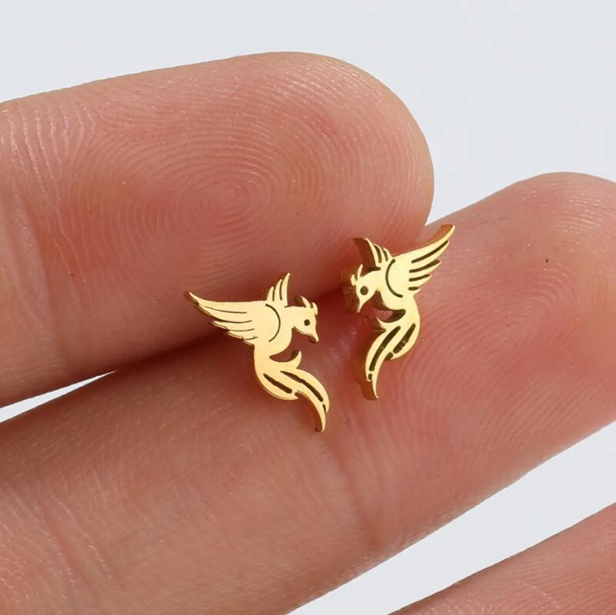 1 Pair Fashion Phoenix Hollow Out 304 Stainless Steel 18K Gold Plated Ear Studs