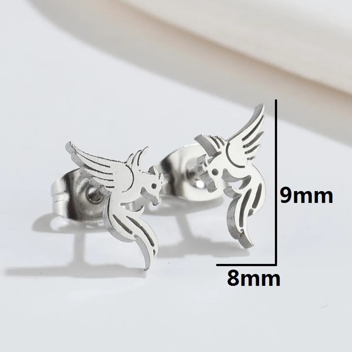 1 Pair Fashion Phoenix Hollow Out 304 Stainless Steel 18K Gold Plated Ear Studs