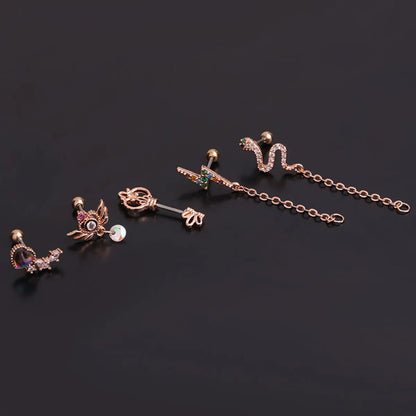 Fashion Piercing Screw  Colorful Zircon Earrings