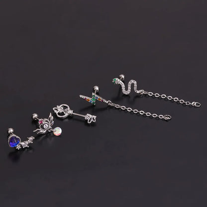 Fashion Piercing Screw  Colorful Zircon Earrings