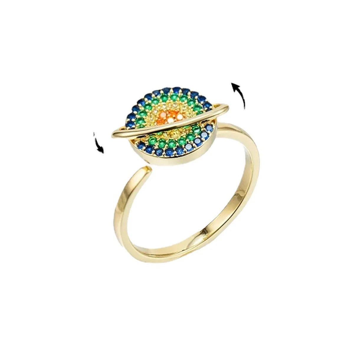 Fashion Planet Copper Gold Plated Zircon Open Ring