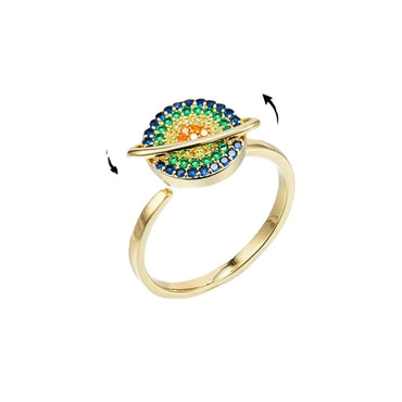 Fashion Planet Copper Gold Plated Zircon Open Ring