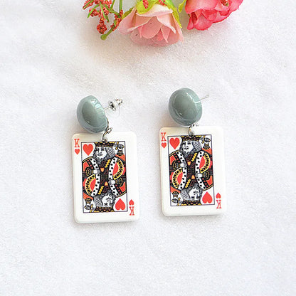 Fashion Poker Arylic Women'S Drop Earrings 1 Pair