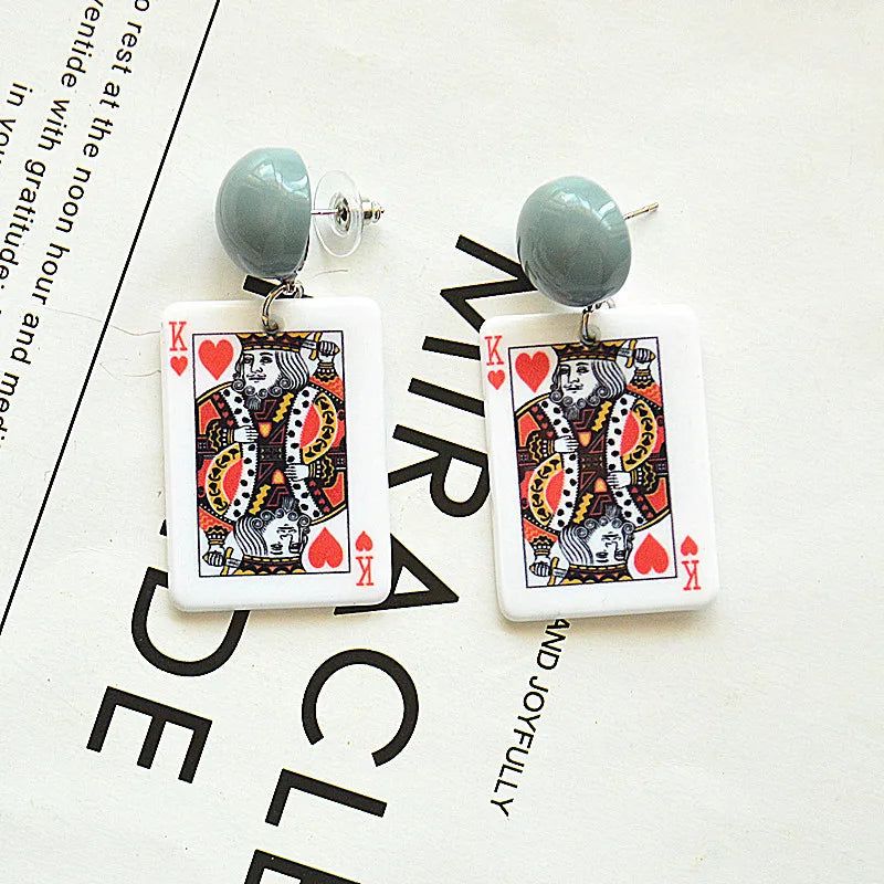 Fashion Poker Arylic Women'S Drop Earrings 1 Pair