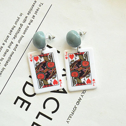 Fashion Poker Arylic Women'S Drop Earrings 1 Pair