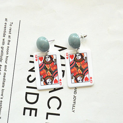 Fashion Poker Arylic Women'S Drop Earrings 1 Pair