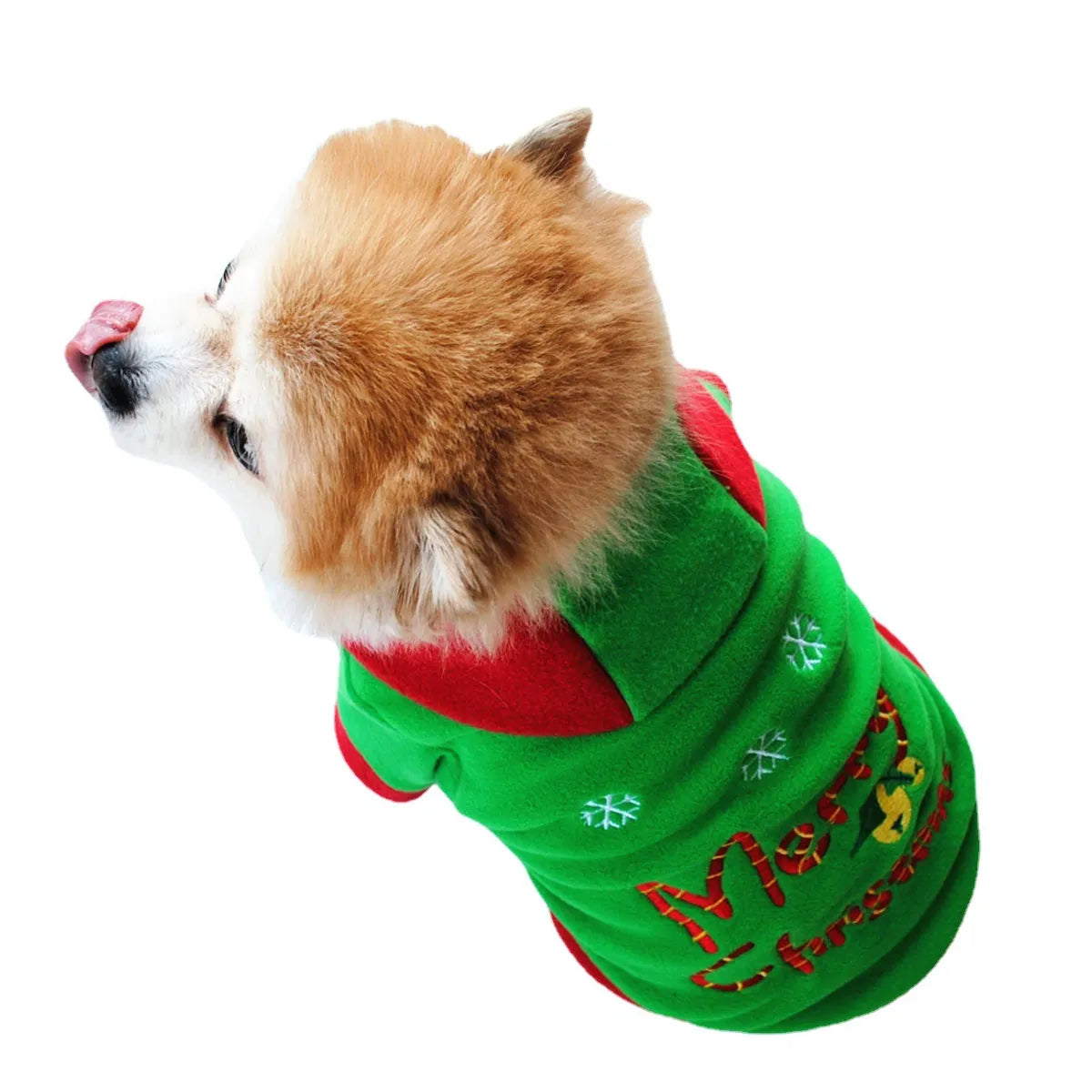 Fashion Polar Fleece Christmas Letter Patchwork Pet Clothing 1 Piece