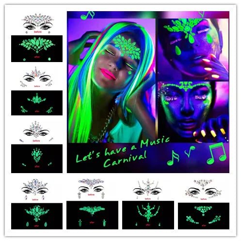 Fashion Portable Luminous Gem Carnival Music Face Stickers