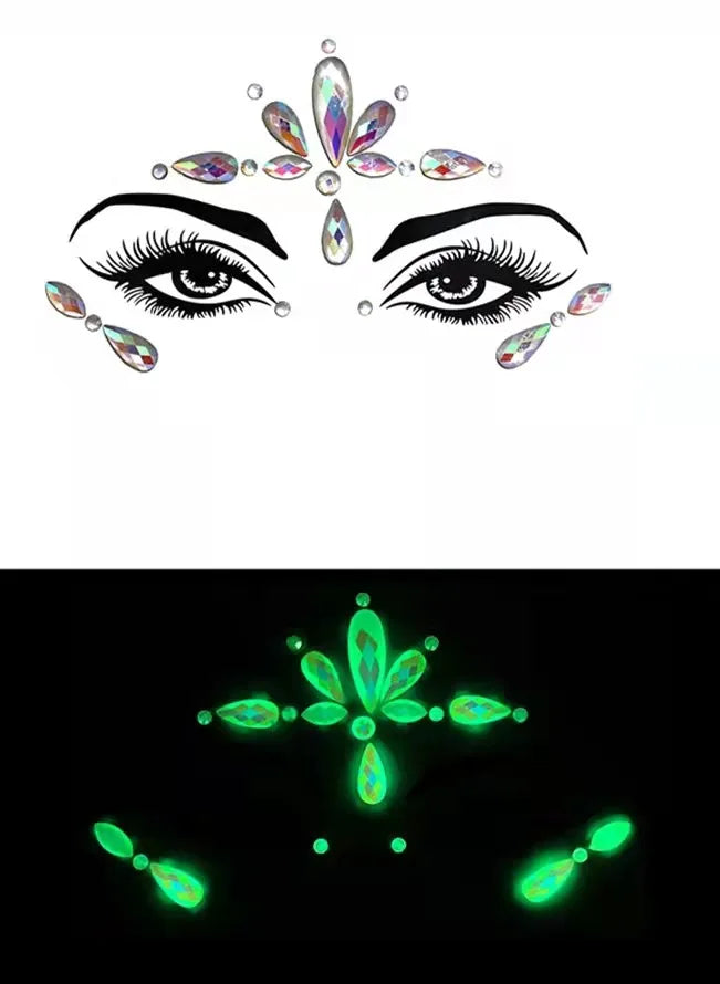 Fashion Portable Luminous Gem Carnival Music Face Stickers