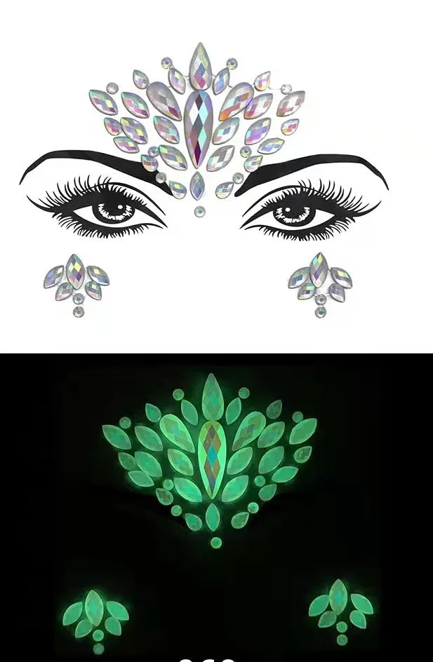 Fashion Portable Luminous Gem Carnival Music Face Stickers