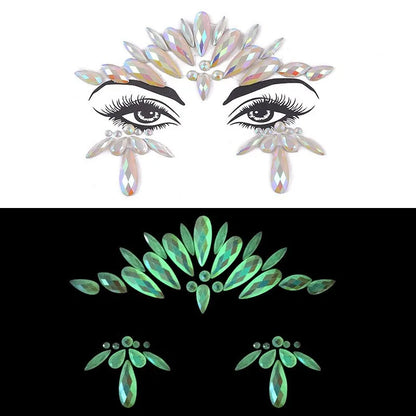 Fashion Portable Luminous Gem Carnival Music Face Stickers