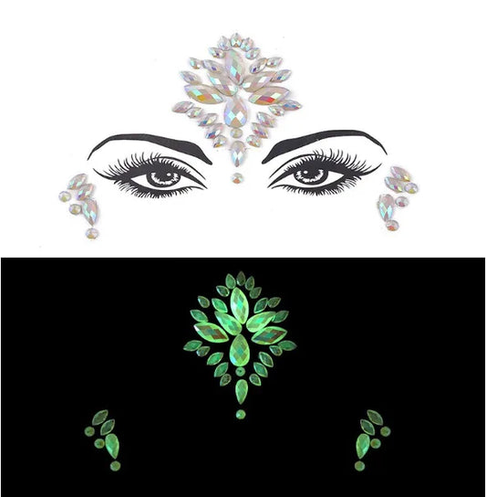 Fashion Portable Luminous Gem Carnival Music Face Stickers